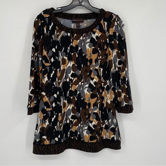 Dana Buchman Women’s Round Neck Leaf Print Jersey Knit Blouse size S - Picture 1 of 3